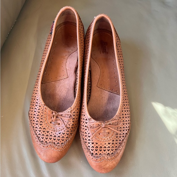Vintage Bass Woven Flats Brown genuine leather Size 10 Narrow - Picture 9 of 9